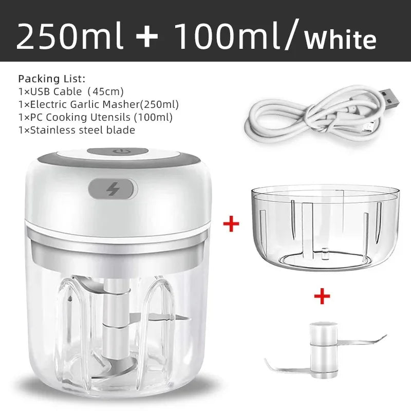 Draadloze maler 100ml/250ml Portable Chopper USB Charging Ginger Chili Vegetable Masher Machine Kitchen